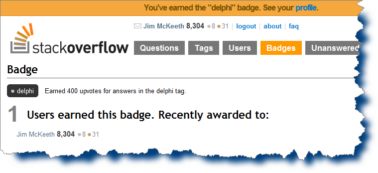 Stack Overflow's Delphi badge Stack Overflow's Delphi badge